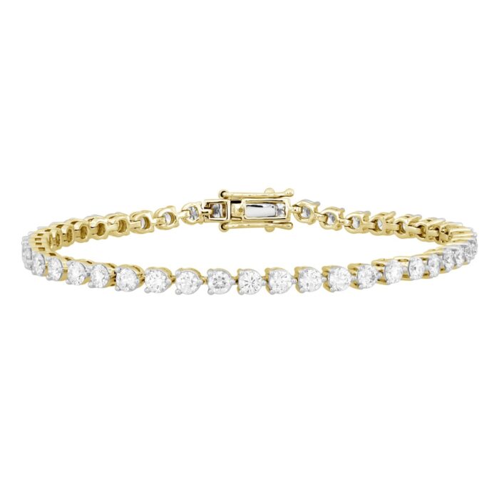 LADIES BRACELET 5CT ROUND DIAMOND 14K YELLOW GOLD - Image 1