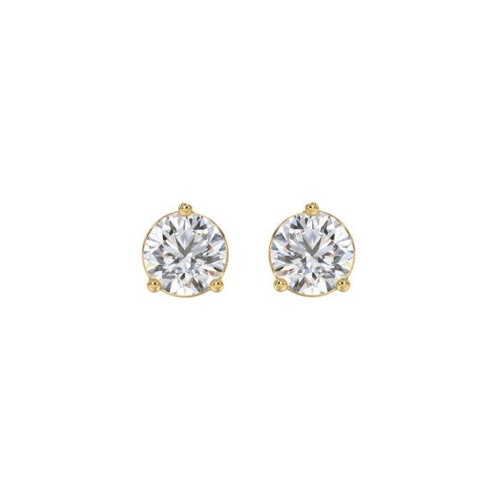 14K YELLOW GOLD 2CT ROUND DIAMOND LADIES SOLITAIRE EARRINGS - Image 1
