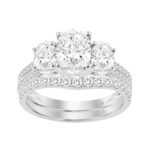 14K WHITE GOLD 2 3/8CT ROUND/OVAL DIAMOND LADIES BRIDAL SET (CENTER STONE OVAL DIAMOND 1CT)