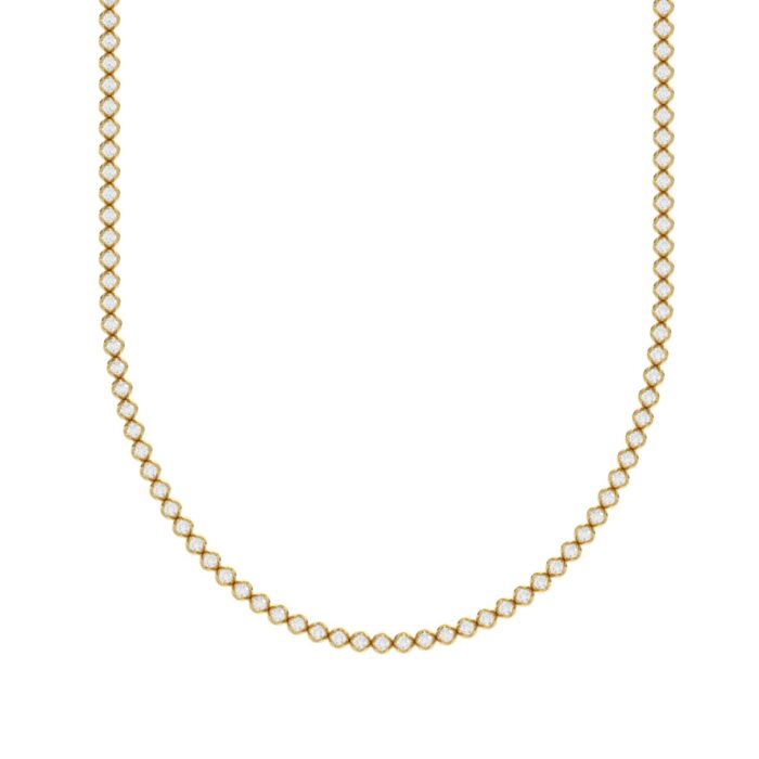 14K YELLOW GOLD 6.00CT 20 INCH ROUND DIAMOND MEN'S NECKLACE - Image 1
