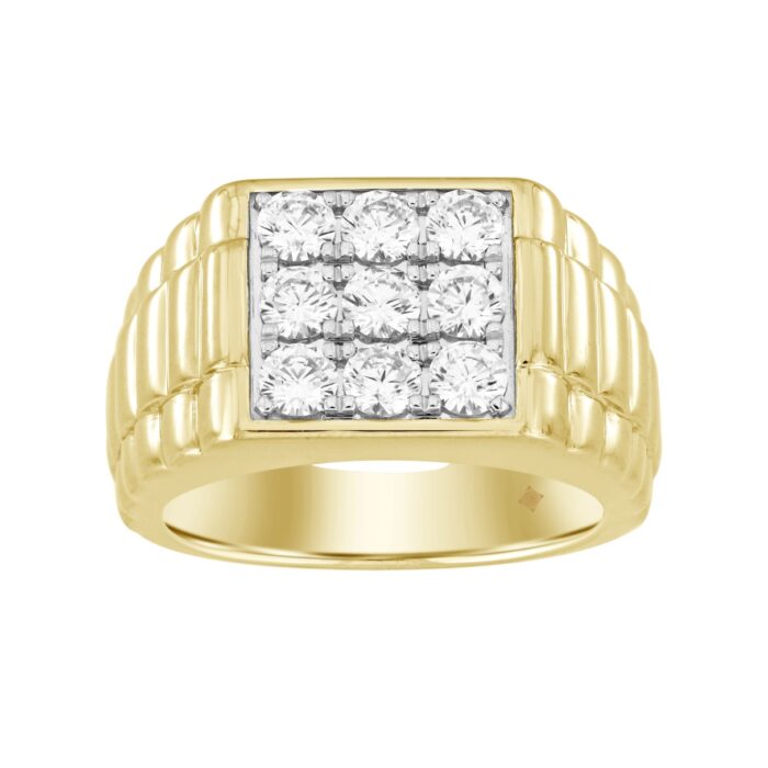 MEN'S RING 1 1/2CT ROUND DIAMOND 14K YELLOW GOLD - Image 1