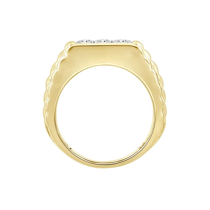 MEN'S RING 1 1/2CT ROUND DIAMOND 14K YELLOW GOLD - Image 2