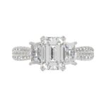LADIES RING 3CT ROUND/EMERALD/CADILLAC DIAMOND 14K WHITE GOLD (CENTER STONE EMERALD DIAMOND 2CT ) - Image 5