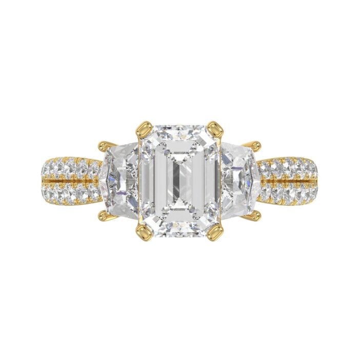 LADIES RING 3.25CT ROUND/EMERALD/CADILLAC DIAMOND 14K YELLOW GOLD (CENTER STONE EMERALD DIAMOND 2.00CT) - Image 5