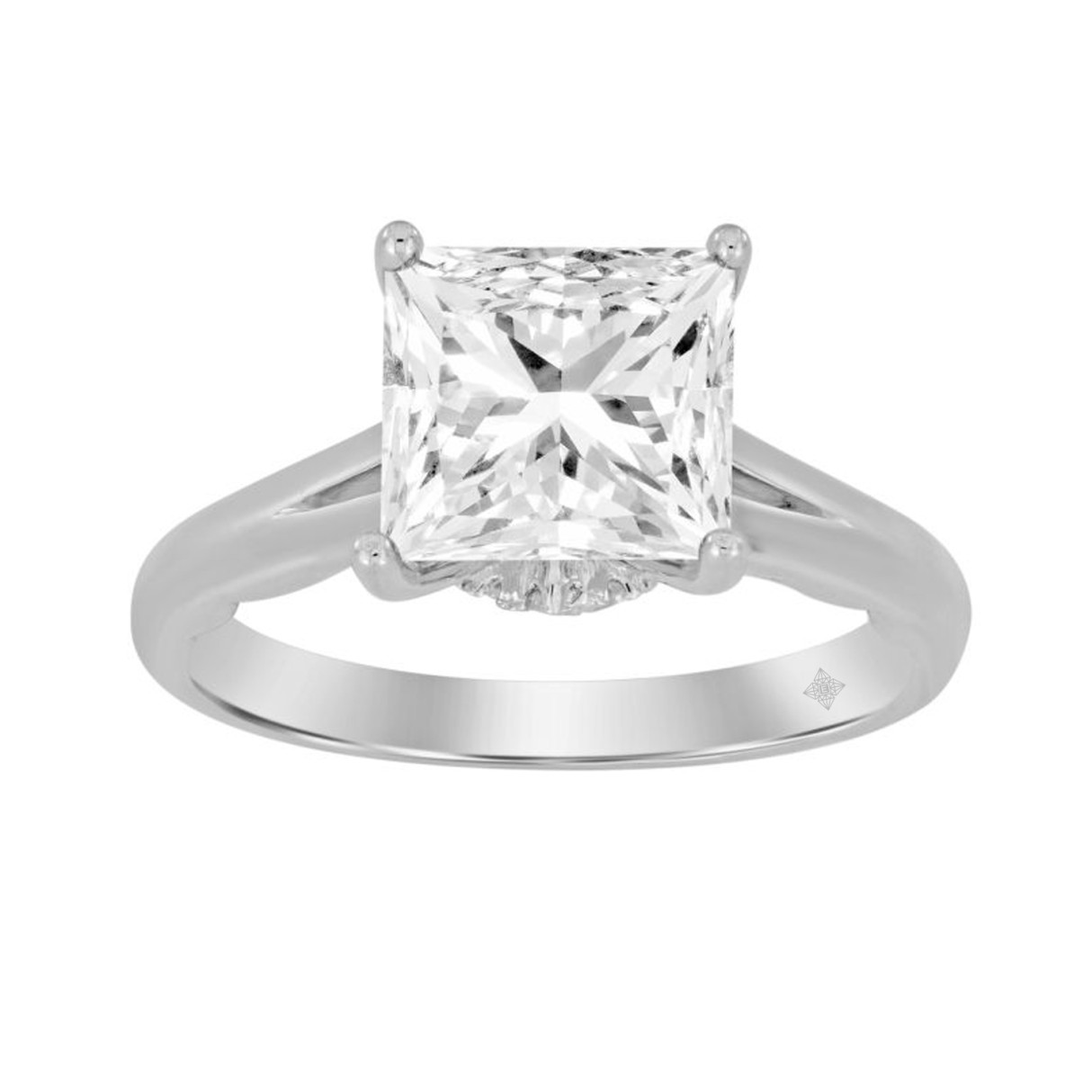 LADIES RING 2CT ROUND/PRINCESS DIAMOND 14K WHITE GOLD (CENTER STONE PRINCESS DIAMOND 2CT ) - Image 1