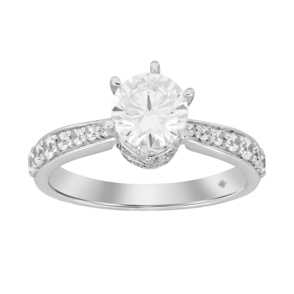 LADIES RING 1 1/2CT ROUND DIAMOND 14K WHITE GOLD (CENTER STONE ROUND DIAMOND 1CT) - Image 1