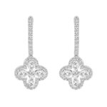 LADIES EARRINGS 1 1/2CT ROUND/PEAR DIAMOND 14K WHITE GOLD