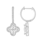 LADIES EARRINGS 1 1/2CT ROUND/PEAR DIAMOND 14K WHITE GOLD - Image 2