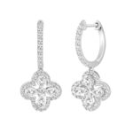 LADIES EARRINGS 1 1/2CT ROUND/PEAR DIAMOND 14K WHITE GOLD - Image 3