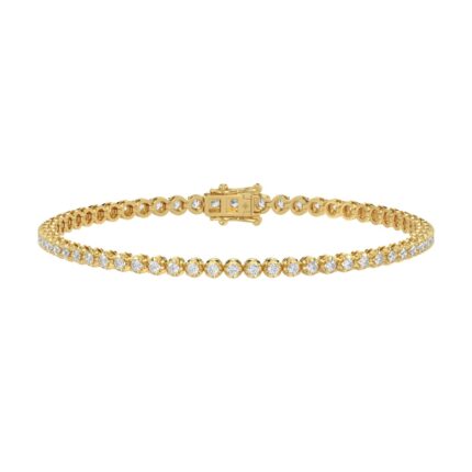 14K YELLOW GOLD 2 1/4CT 8 INCH ROUND DIAMOND MEN'S BRACELET