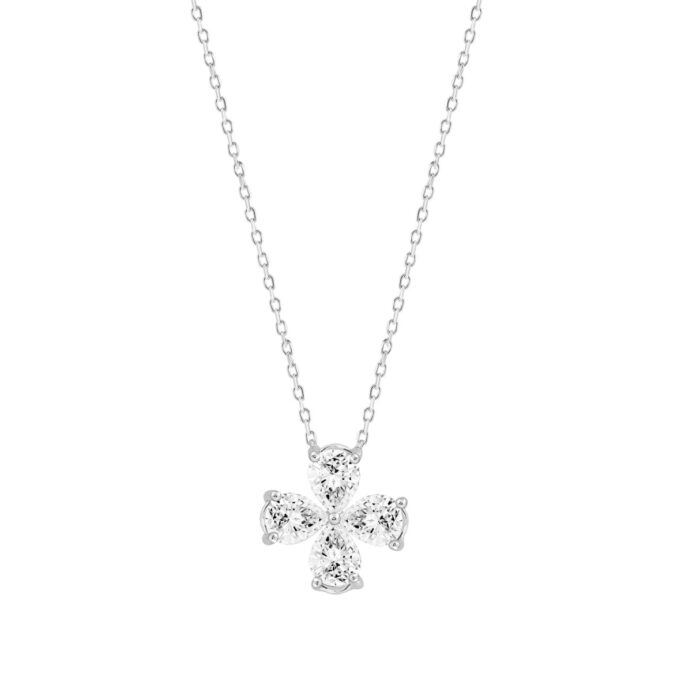LADIES NECKLACE 1CT PEAR DIAMOND 14K WHITE GOLD - Image 1