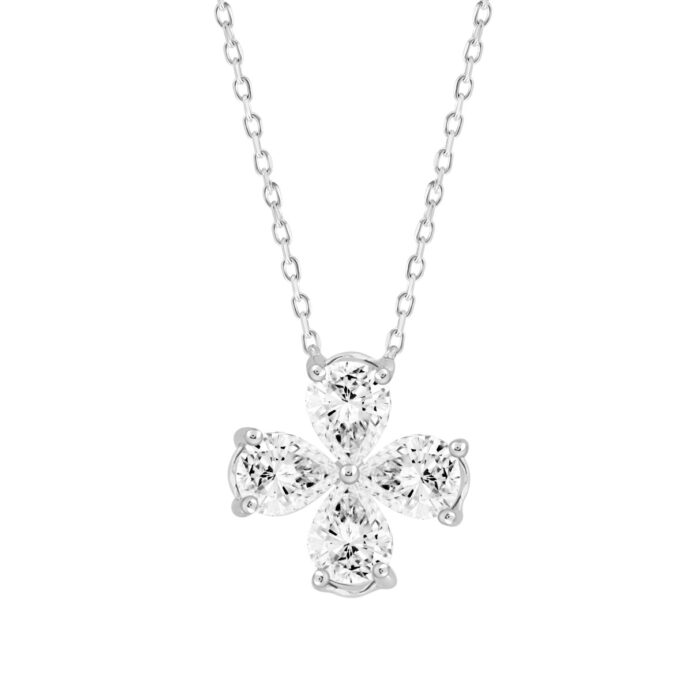 LADIES NECKLACE 1CT PEAR DIAMOND 14K WHITE GOLD - Image 4