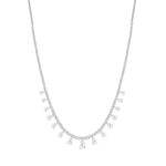 LADIES NECKLACES 5CT ROUND/PEAR DIAMOND 14K WHITE GOLD