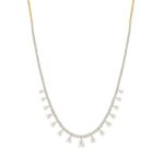 LADIES NECKLACES 5CT ROUND/PEAR DIAMOND 14K YELLOW GOLD