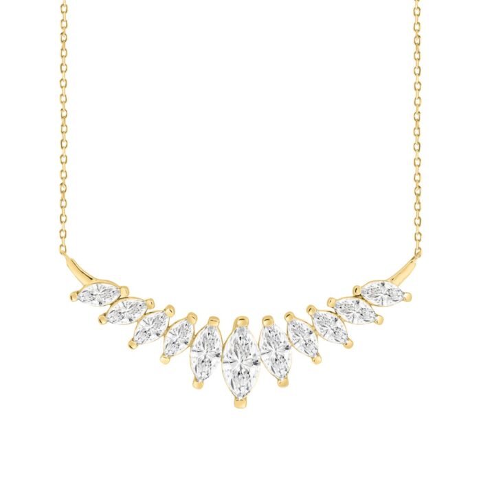 LADIES NECKLACE 4CT MARQUISE DIAMOND 14K YELLOW GOLD - Image 1