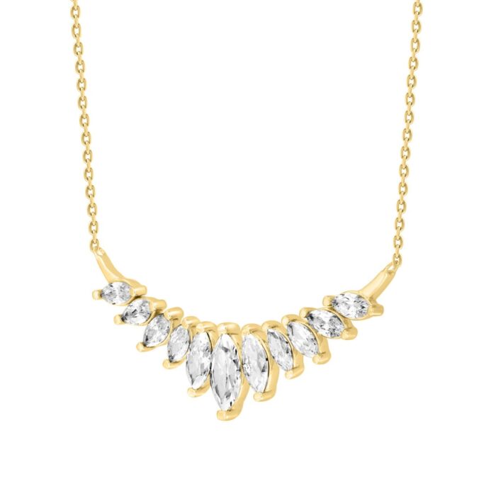 LADIES NECKLACE 4CT MARQUISE DIAMOND 14K YELLOW GOLD - Image 2