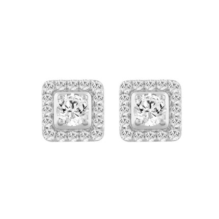 LADIES EARRINGS 1 3/4CT ROUND DIAMOND 10K WHITE GOLD
