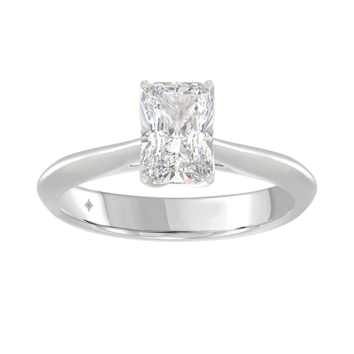 LADIES SOLITAIRE RING 1 1/2CT RADIANT DIAMOND 14K WHITE GOLD - Image 1