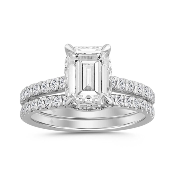 14K WHITE GOLD 2 3/4CT ROUND/EMERALD DIAMOND LADIES BRIDAL SET (CENTER STONE EMERALD DIAMOND 2CT) - Image 1