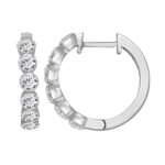 LADIES HOOP EARRINGS 1 3/4CT ROUND DIAMOND 14K WHITE GOLD - Image 2