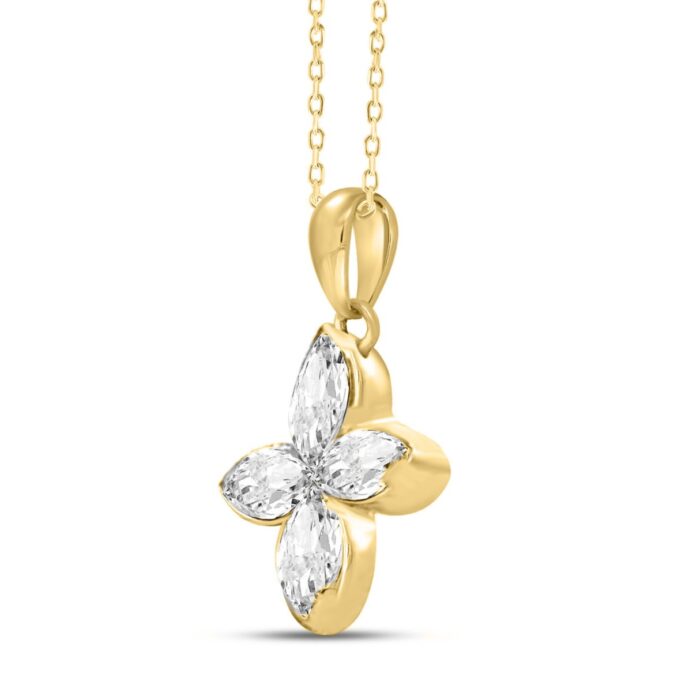 LADIES PENDANT 1/2CT MARQUISE DIAMOND 14K YELLOW GOLD WITH CHAIN - Image 3
