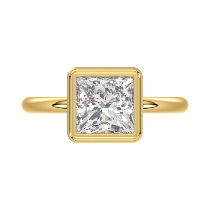 LADIES SOLITAIRE RING 3CT PRINCESS DIAMOND 14K YELLOW GOLD (CENTER STONE PRINCESS DIAMOND 3CT ) - Image 5