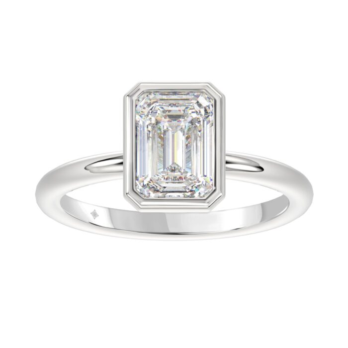 LADIES SOLITAIRE RING 3CT EMERALD DIAMOND 14K WHITE GOLD (CENTER STONE EMERALD DIAMOND 3CT ) - Image 1