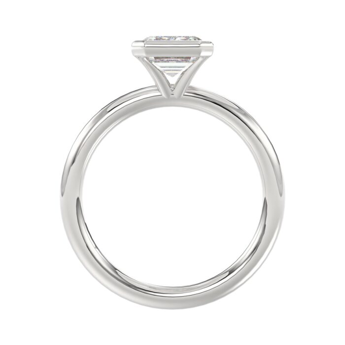 LADIES SOLITAIRE RING 3CT EMERALD DIAMOND 14K WHITE GOLD (CENTER STONE EMERALD DIAMOND 3CT ) - Image 2