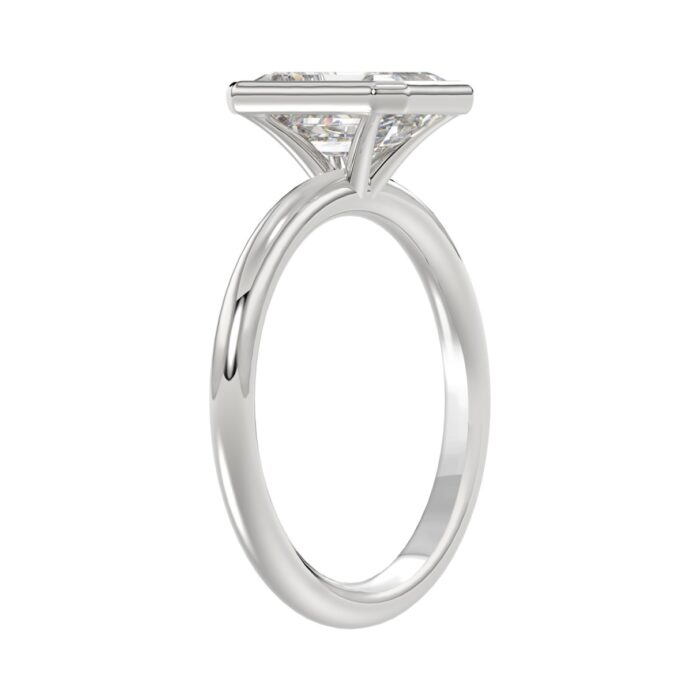 LADIES SOLITAIRE RING 3CT EMERALD DIAMOND 14K WHITE GOLD (CENTER STONE EMERALD DIAMOND 3CT ) - Image 3