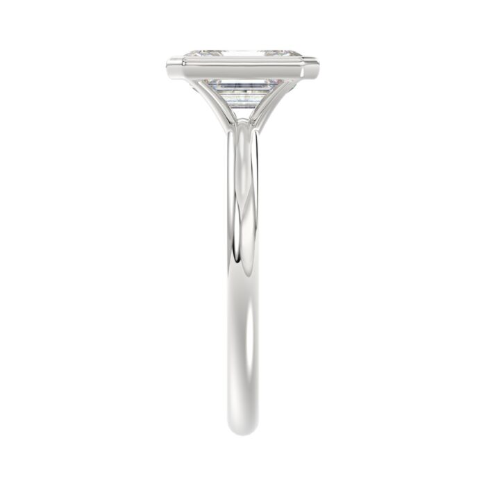 LADIES SOLITAIRE RING 3CT EMERALD DIAMOND 14K WHITE GOLD (CENTER STONE EMERALD DIAMOND 3CT ) - Image 4