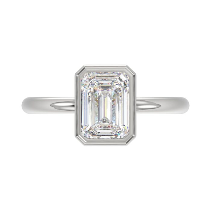 LADIES SOLITAIRE RING 3CT EMERALD DIAMOND 14K WHITE GOLD (CENTER STONE EMERALD DIAMOND 3CT ) - Image 5