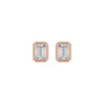 14K ROSE GOLD 1.00CT EMERALD DIAMOND LADIES SOLITAIRE EARRINGS