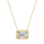 LADIES SOLITAIRE PENDANT 1CT EMERALD DIAMOND 14K YELLOW GOLD WITH CHAIN