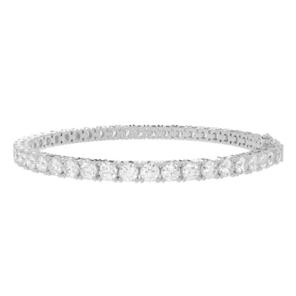 LADIES TENNIS BRACELET 7 1/2CT ROUND DIAMOND 14K WHITE GOLD