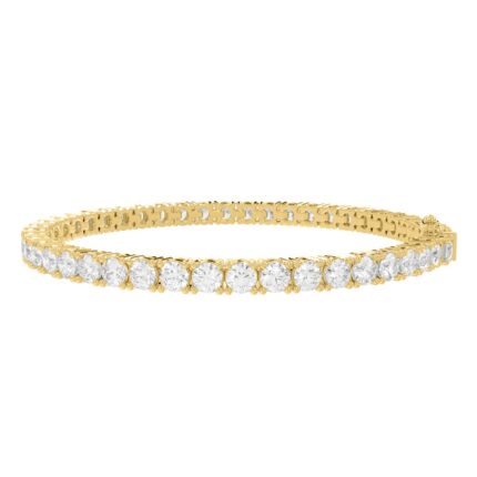 LADIES TENNIS BRACELET 7 1/2CT ROUND DIAMOND 14K YELLOW GOLD