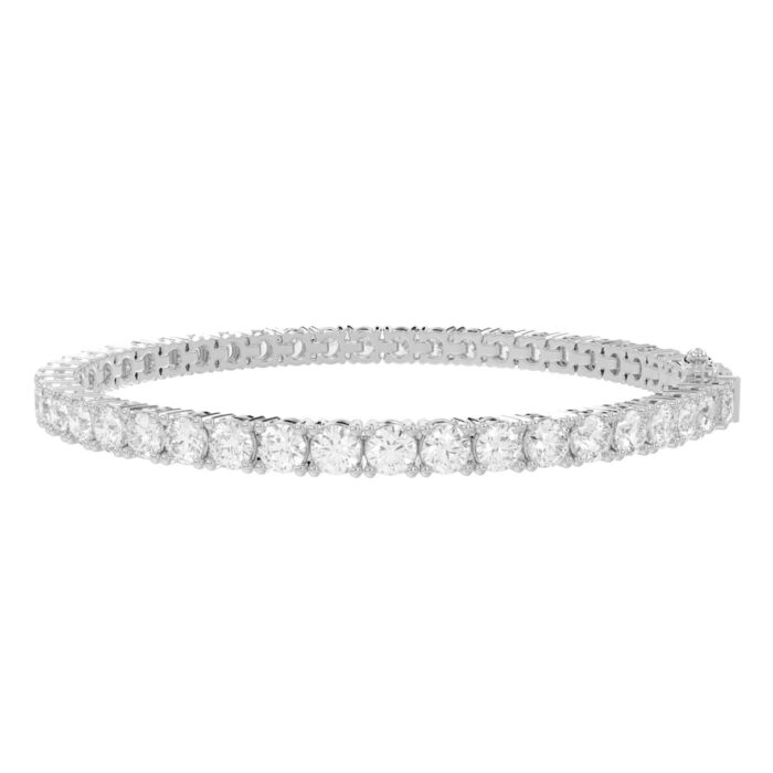 LADIES TENNIS BRACELET 5 5/8CT ROUND DIAMOND 14K WHITE GOLD - Image 1