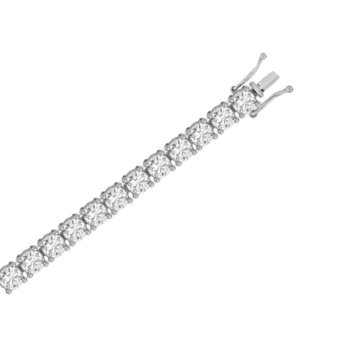 LADIES TENNIS BRACELET 5 5/8CT ROUND DIAMOND 14K WHITE GOLD - Image 2