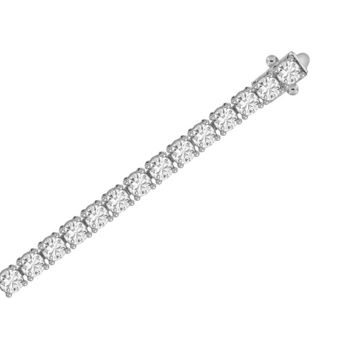 LADIES TENNIS BRACELET 5 5/8CT ROUND DIAMOND 14K WHITE GOLD - Image 3
