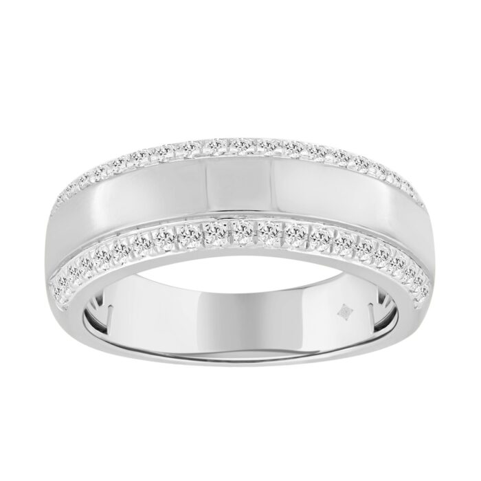 MEN'S RING 1/2CT ROUND DIAMOND 10K WHITE GOLD - Image 1