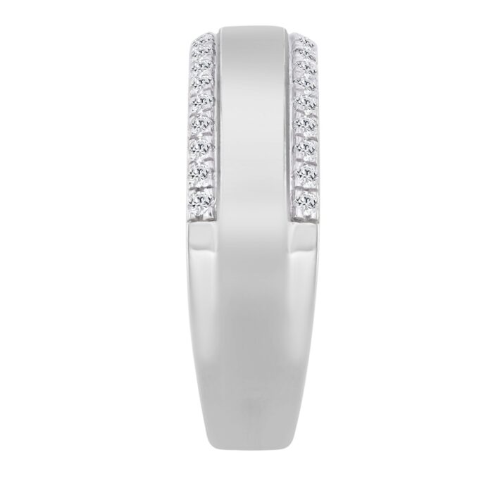 MEN'S RING 1/2CT ROUND DIAMOND 10K WHITE GOLD - Image 3