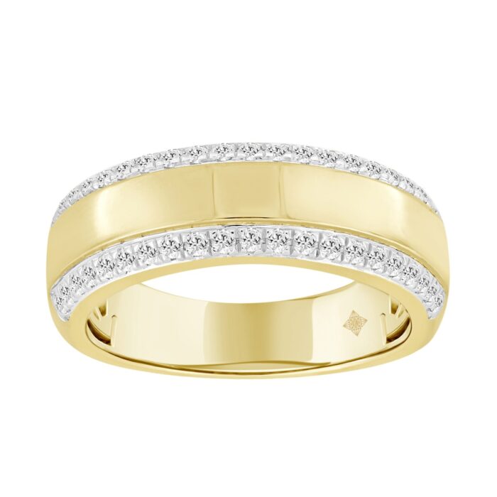 MEN'S RING 1/2CT ROUND DIAMOND 10K YELLOW GOLD - Image 1