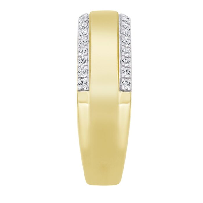 MEN'S RING 1/2CT ROUND DIAMOND 10K YELLOW GOLD - Image 3