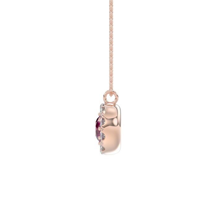 LADIES PENDANT 1/4CT ROUND/RUBY DIAMOND 14K ROSE GOLD (CENTER STONE ROUND DIAMOND 5/8CT ) - Image 2