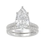 LADIES BRIDAL SET 4 1/2CT ROUND/PEAR DIAMOND 14K WHITE GOLD (CENTER STONE PEAR DIAMOND 4CT )