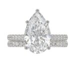 LADIES BRIDAL SET 4 1/2CT ROUND/PEAR DIAMOND 14K WHITE GOLD (CENTER STONE PEAR DIAMOND 4CT ) - Image 5