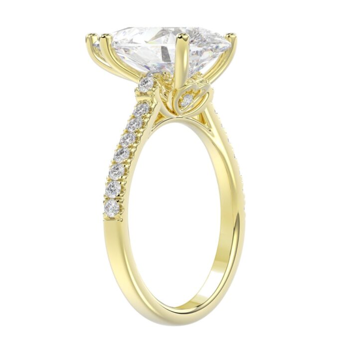 14K YELLOW GOLD 4 1/2CT ROUND/PEAR DIAMOND LADIES BRIDAL SET (CENTER STONE PEAR DIAMOND 4CT) - Image 3