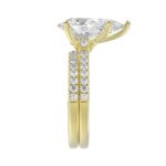 14K YELLOW GOLD 4 1/2CT ROUND/PEAR DIAMOND LADIES BRIDAL SET (CENTER STONE PEAR DIAMOND 4CT) - Image 4
