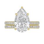 14K YELLOW GOLD 4 1/2CT ROUND/PEAR DIAMOND LADIES BRIDAL SET (CENTER STONE PEAR DIAMOND 4CT) - Image 5