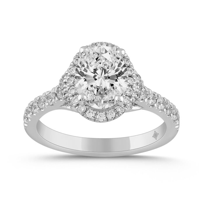 14K WHITE GOLD 2.00CT ROUND/OVAL DIAMOND LADIES RING (CENTER STONE OVAL DIAMOND 1 1/2CT) - Image 1