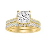 14K YELLOW GOLD 3.00CT ROUND/PRINCESS DIAMOND LADIES BRIDAL SET